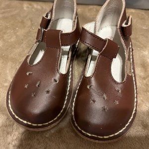 L'Amour Brown Leather Mary Jane Shoes